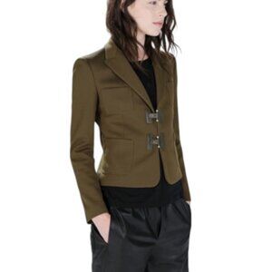 Zara Basic olive green toggle blazer jacket size S